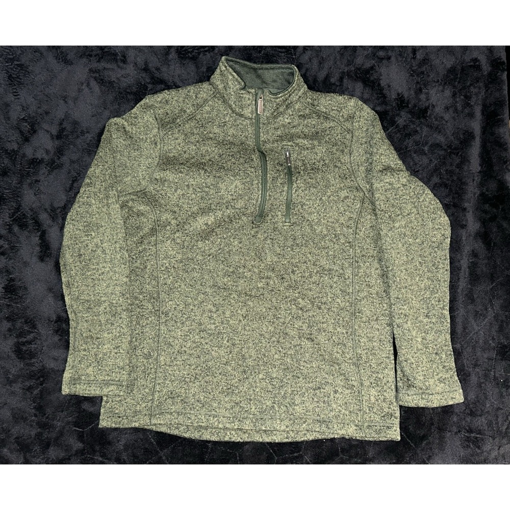 Woolrich Pullover Mens Size M Green 1/4 Zip Knit Sweater Zipper Pocket Pullover